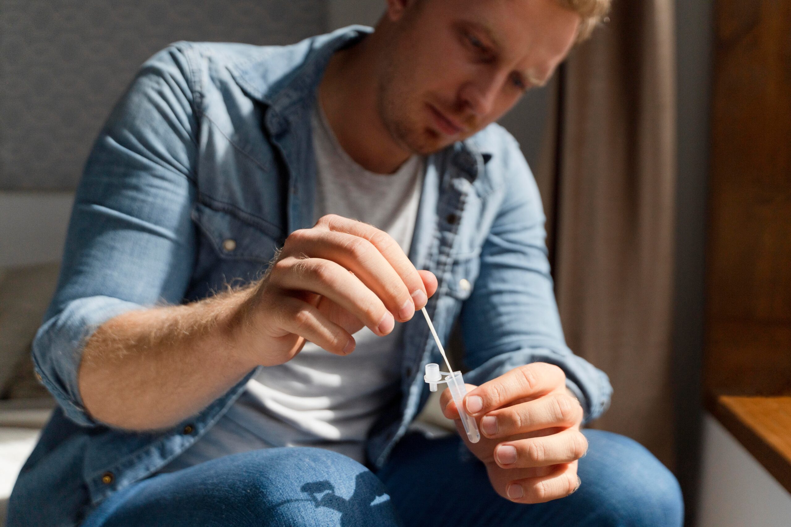 Person doing home test - substance use support and recovery